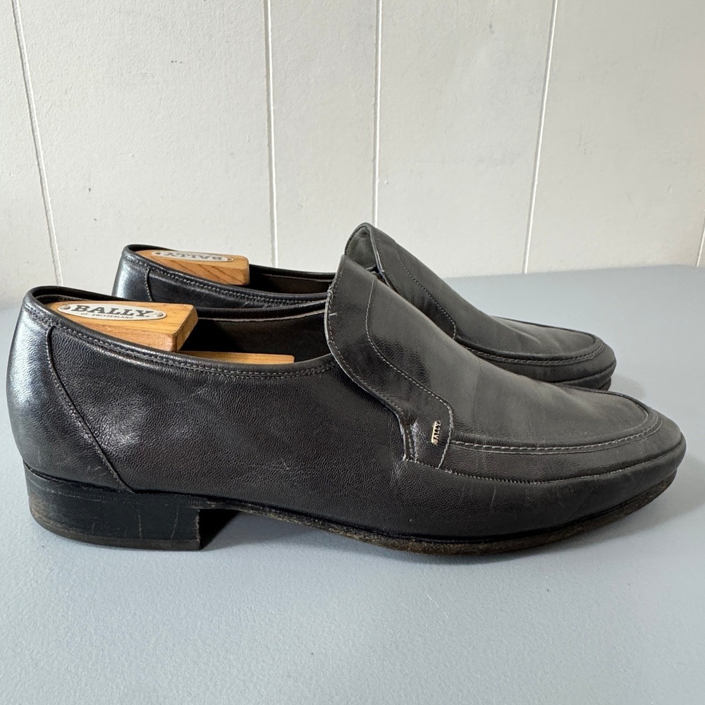Bally Meridian Leather Loafers Mens Size 10 Dress Shoes Slip On Black
